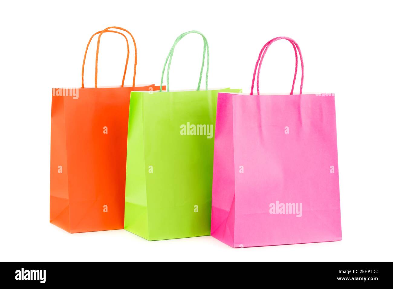 Colorful paper shopping bags isolated on white background Stock Photo ...