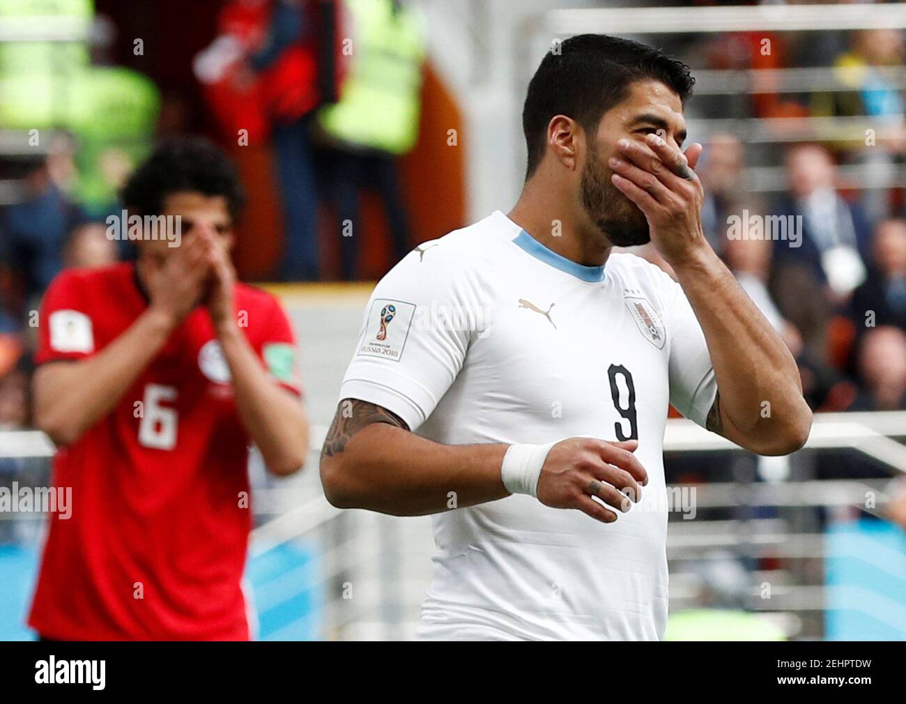Soccer Football - World Cup - Group A - Egypt vs Uruguay - Ekaterinburg Arena, Yekaterinburg, Russia - June 15, 2018   Uruguay's Luis Suarez reacts after missing a chance to score   REUTERS/Damir Sagolj Stock Photo