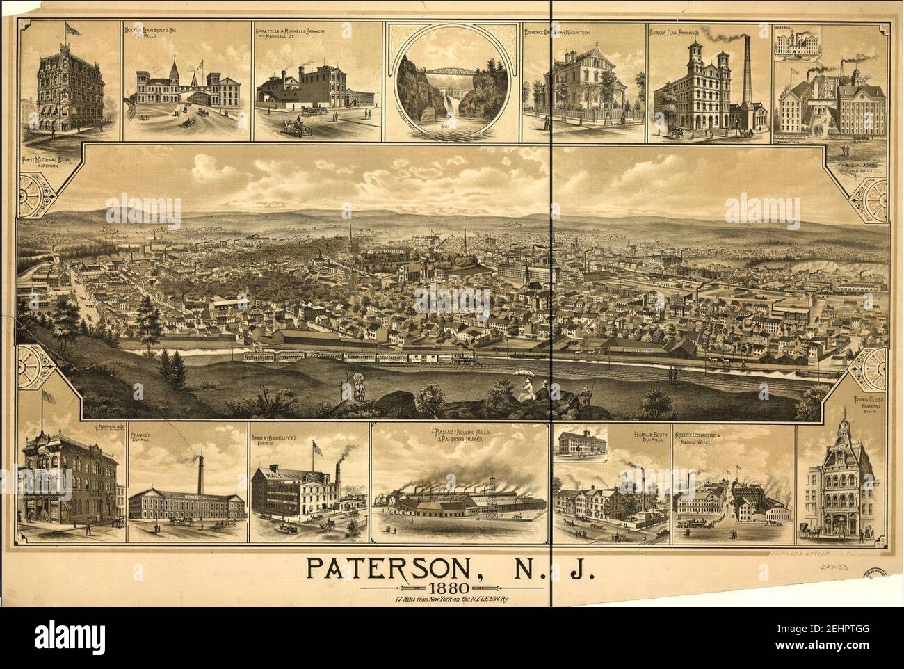 Paterson NJ 1880. Stock Photo