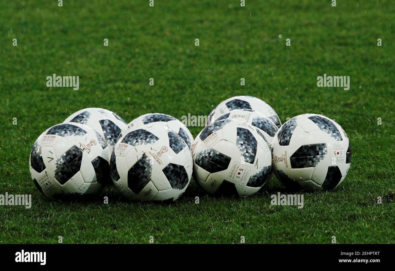 Soccer Football - International Friendly - Morocco vs Slovakia - Stade de Geneve, Geneva, Switzerland - June 4, 2018   The official football of the FIFA World Cup is seen before the match   REUTERS/Denis Balibouse Stock Photo