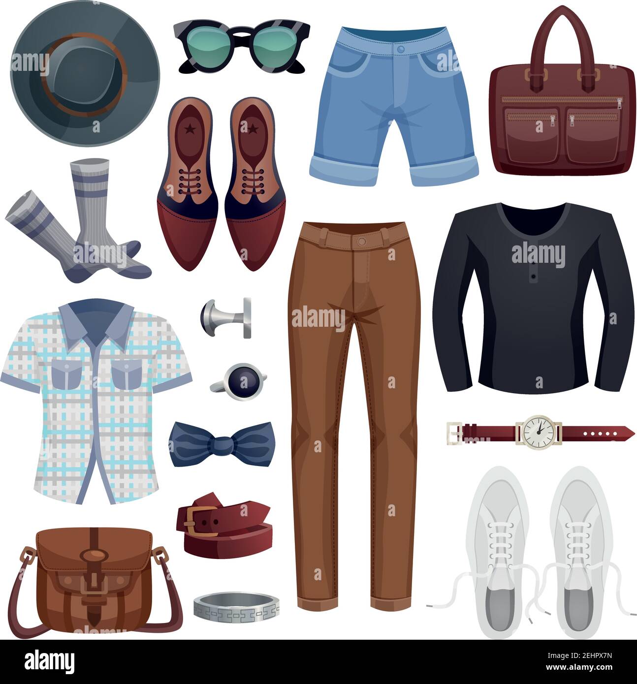 Colored and isolated men accessories icon set with clothes and ...