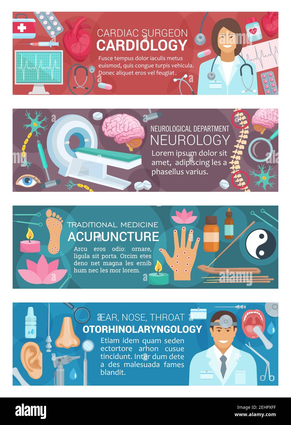 Cardiology, otorhinolaryngology, neurology diagnostic clinic and