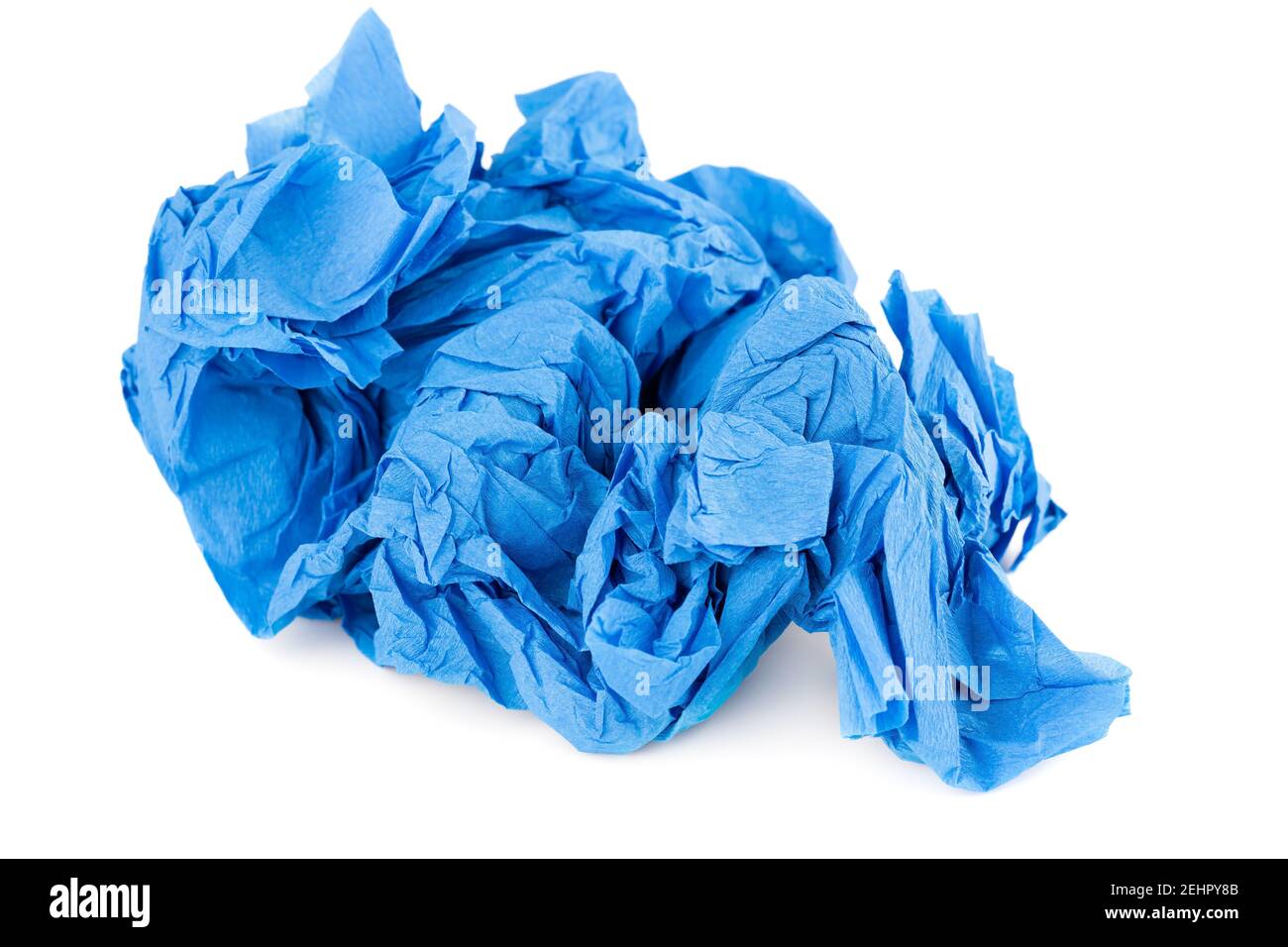 Crumpled blue crepe paper isolated on white background Stock Photo Alamy