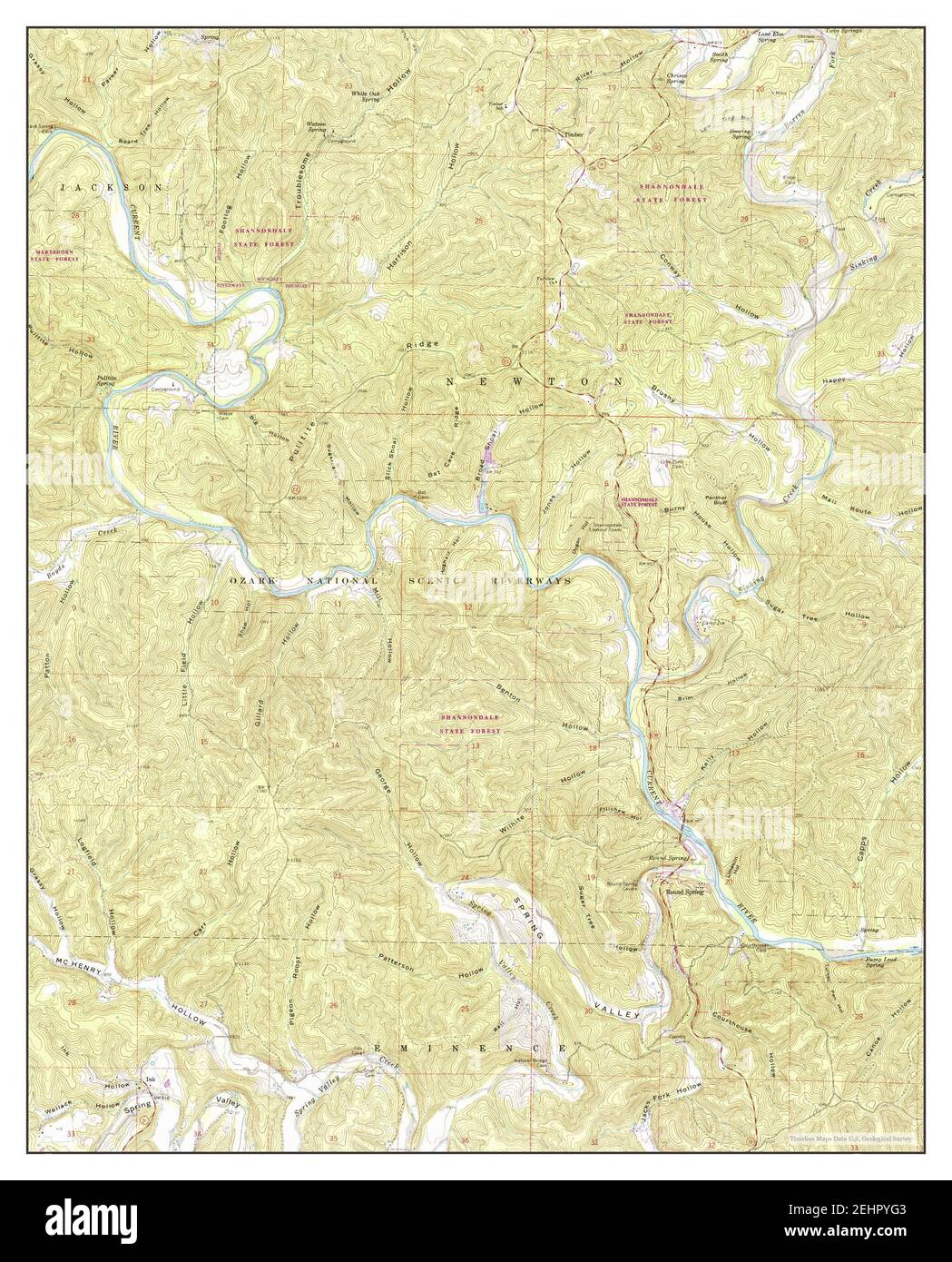 Round Spring Map Round Spring, Missouri, map 1967, 1:24000, United States of America by ...