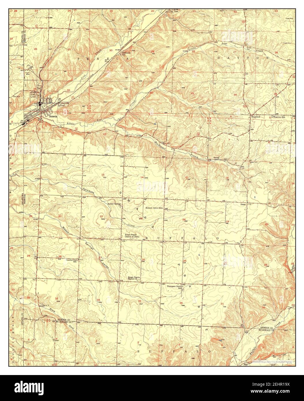 Seneca, Missouri, map 1950, 124000, United States of America by