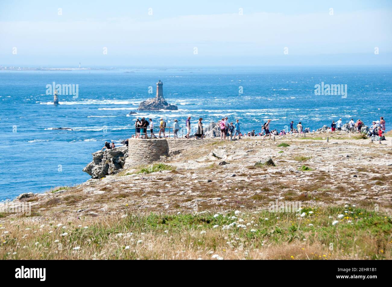 Tourists on the 'Pointe du Raz' In Brittany Stock Photo