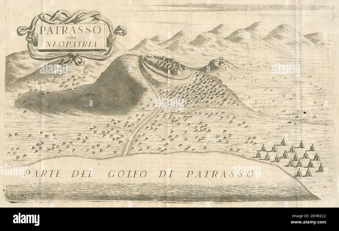 Patrasso olim Neopatria - Coronelli Vincenzo - 1687. Stock Photo