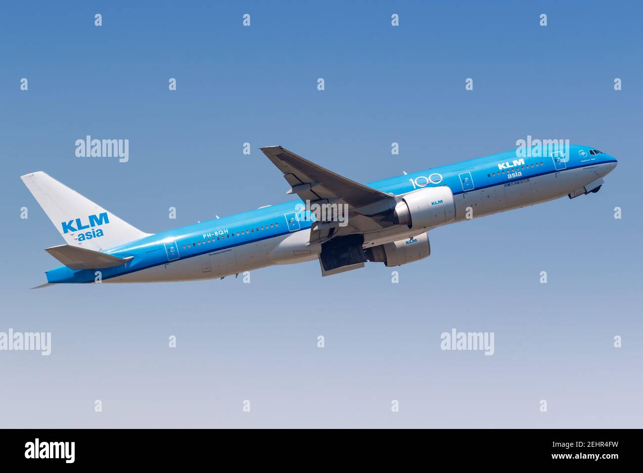 Hong Kong, China September 20, 2019 KLM Asia Boeing 777200ER airplane at Hong Kong Airport