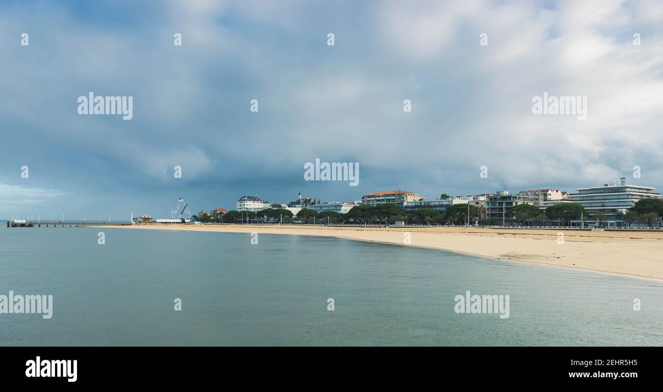 Arcachon beach in winter in Gironde, Nouvelle-Aquitaine, France Stock Photo