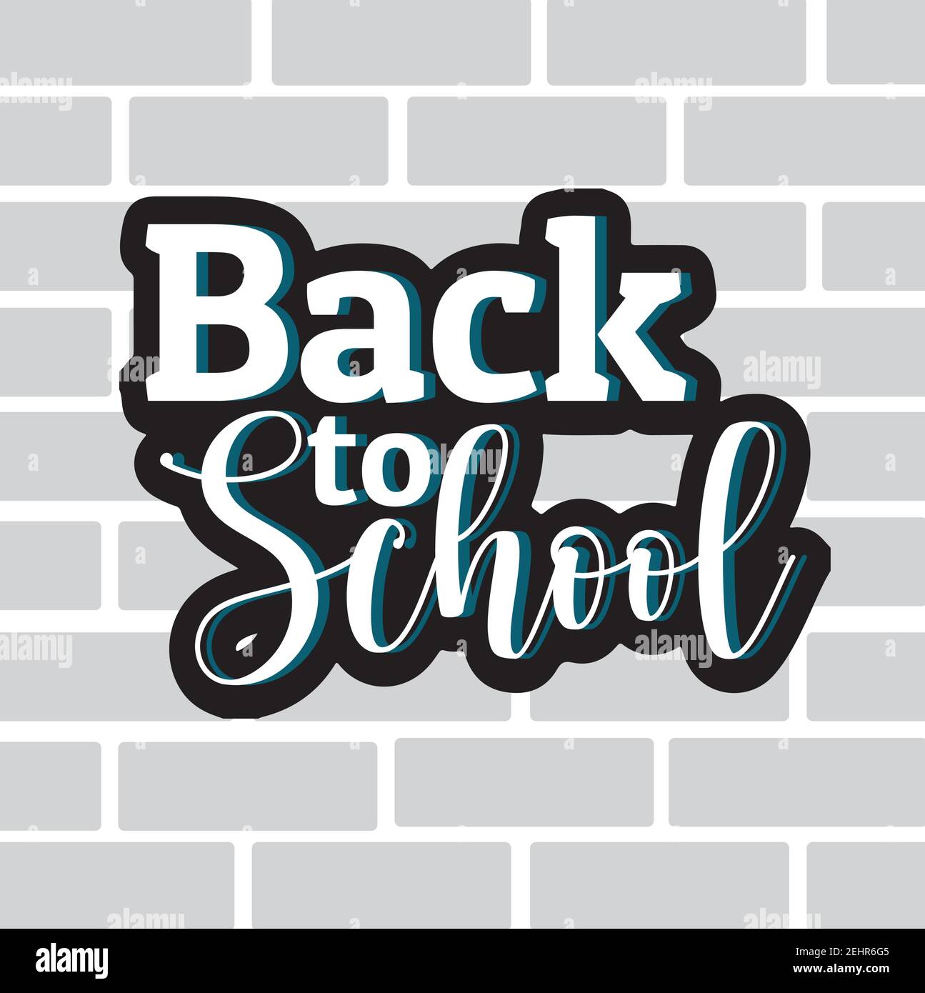 Back to School lettring on wall brick design vector illustration Stock Vector