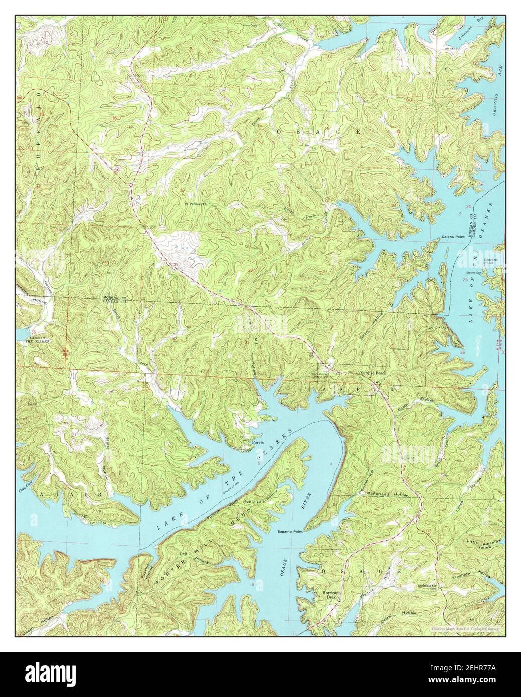 Sunrise Beach, Missouri, map 1959, 124000, United States of America by