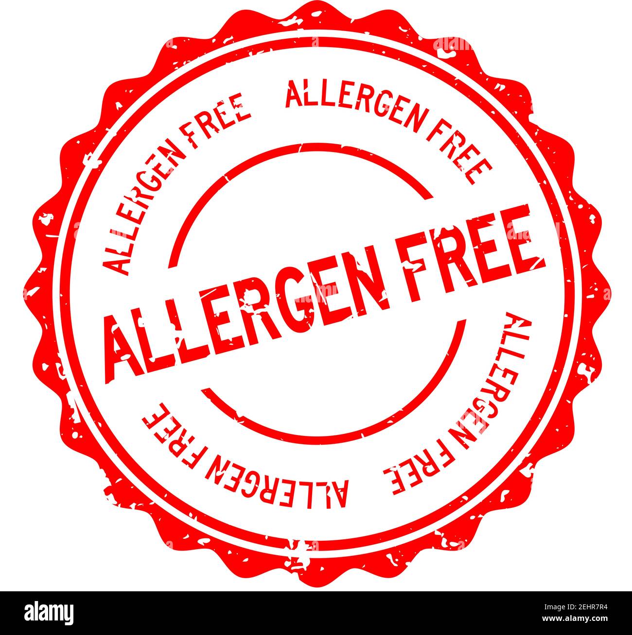 Grunge red allergen free word round rubber seal stamp on white ...