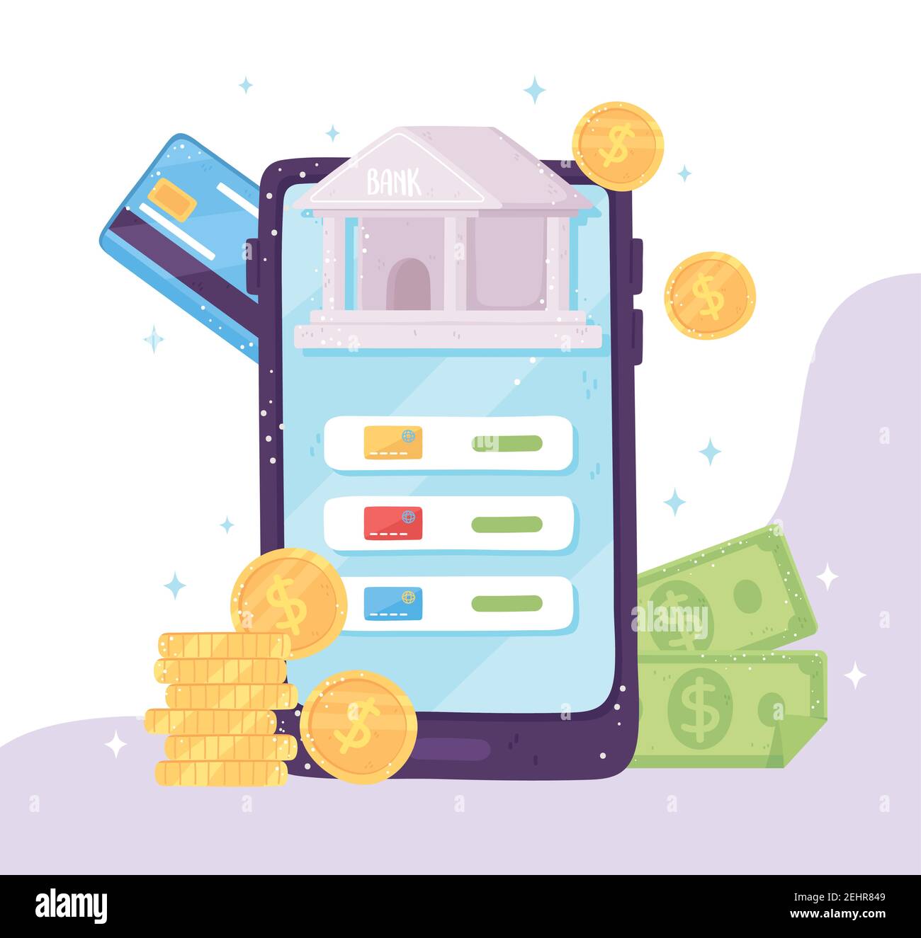 online banking smartphone electronic money payments vector