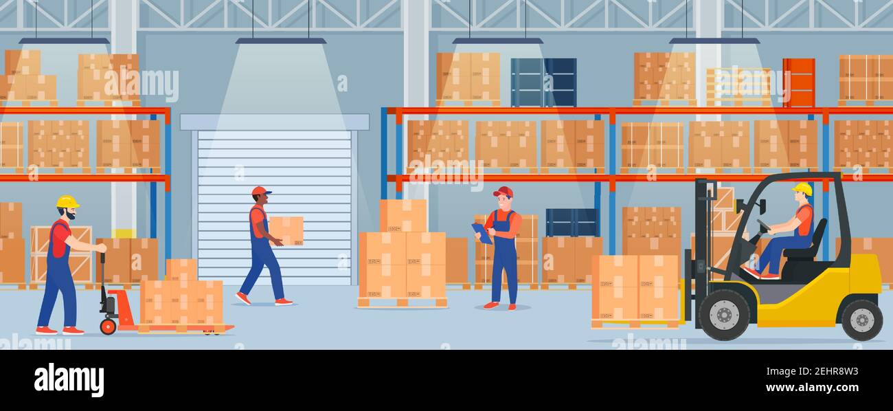 Warehouse interior with cardboard boxes Stock Vector Image & Art - Alamy