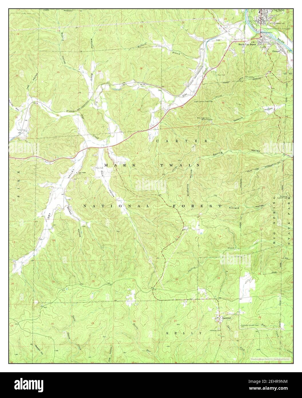 Van Buren South, Missouri, map 1968, 124000, United States of America
