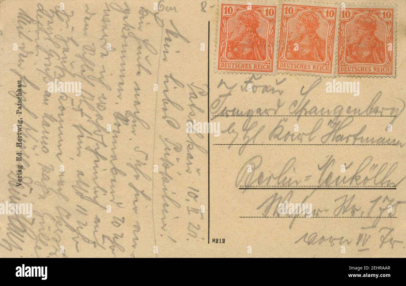 Patschkau, Schlesien - Stadtansicht vom Schlossberg (back) Stock Photo