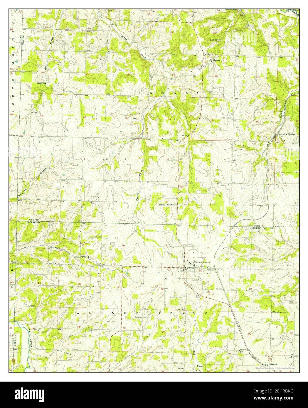 Walnut Grove, Missouri, map 1956, 124000, United States of America by