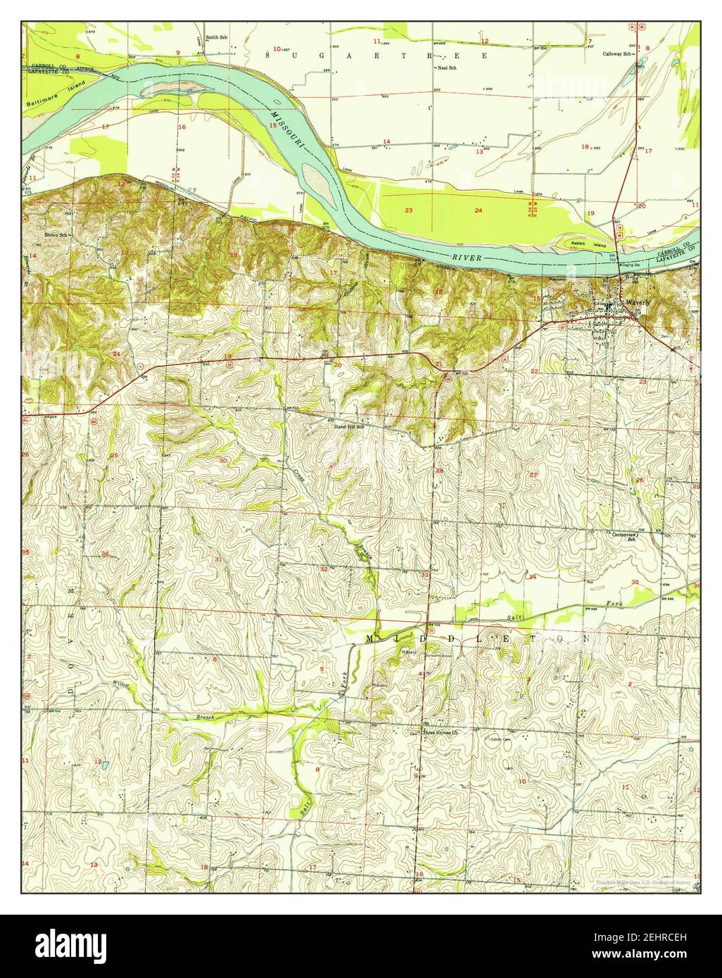 Waverly, Missouri, map 1951, 124000, United States of America by