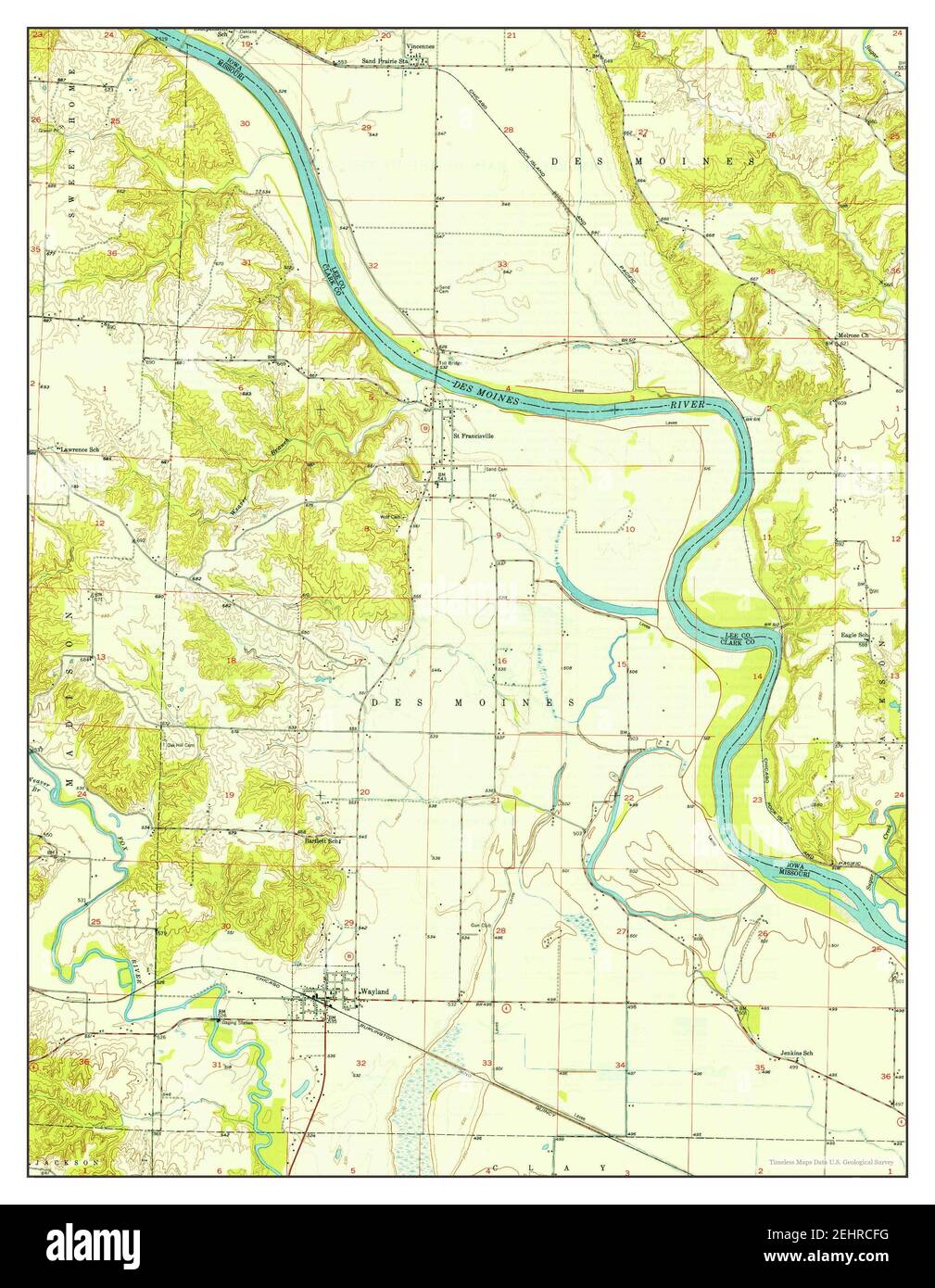 Wayland, Missouri, map 1950, 124000, United States of America by