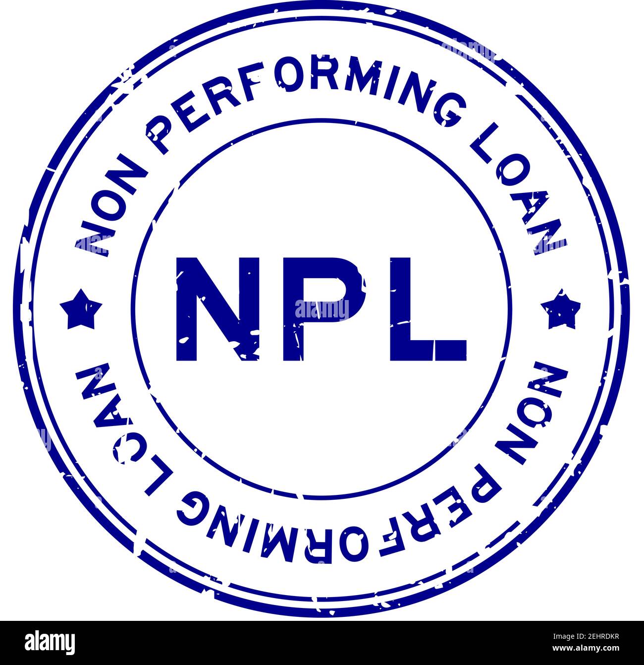 Grunge blue NPL word (abbreviation of non performing loan) round rubber seal stamp on white background Stock Vector