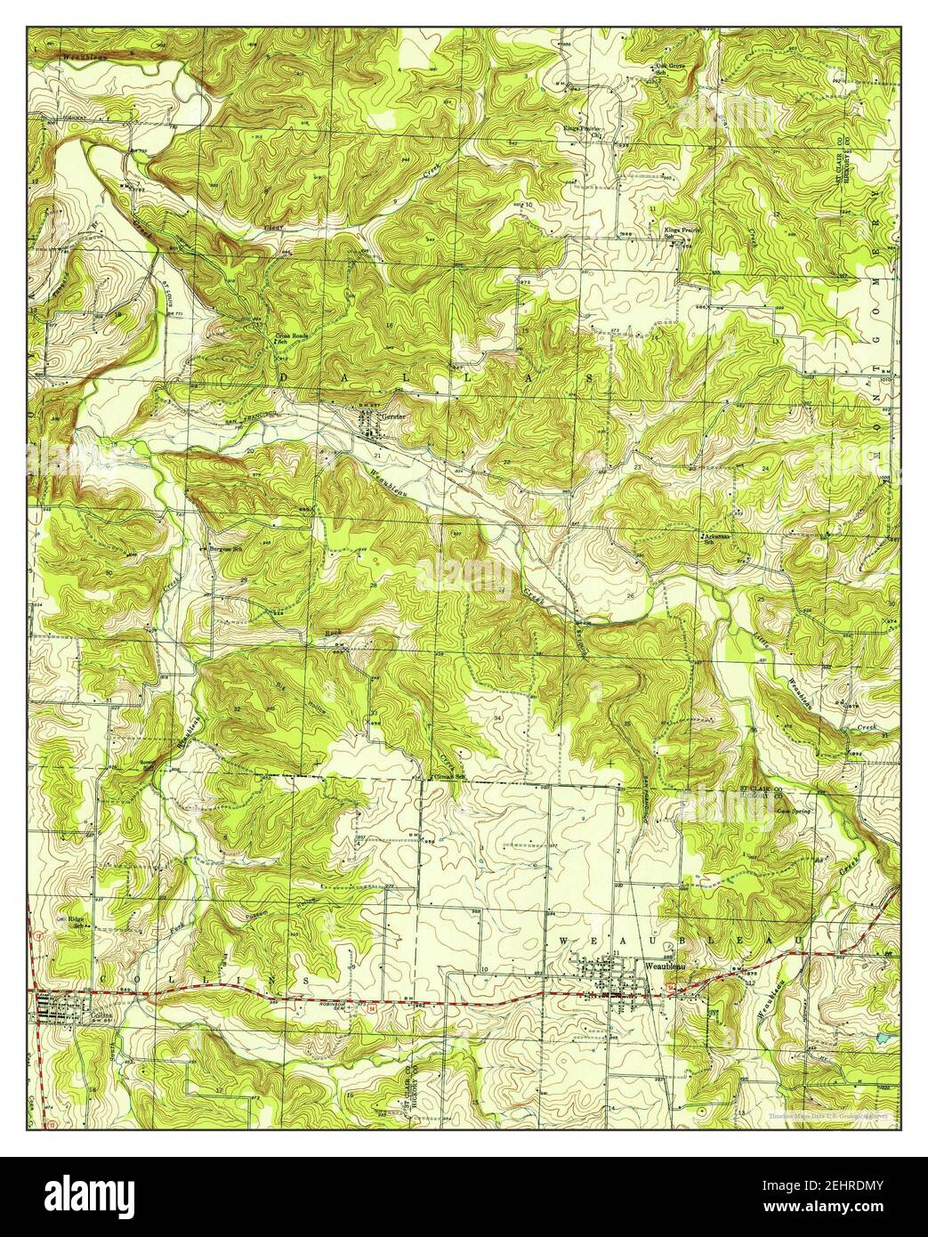 Weaubleau, Missouri, map 1940, 124000, United States of America by