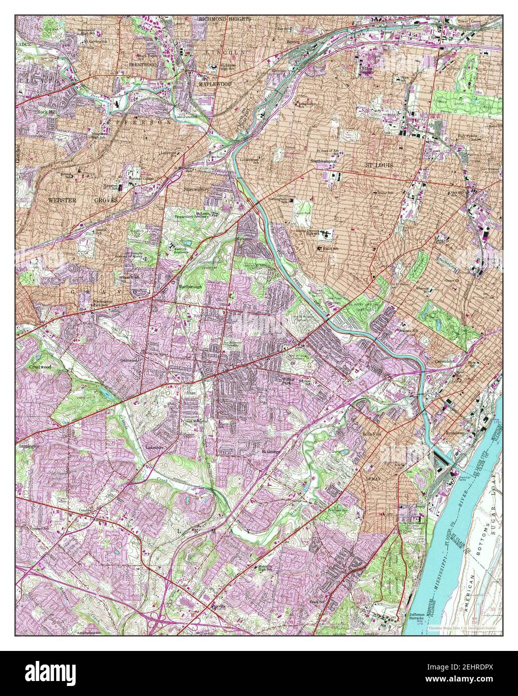 ster Groves, Missouri, map 1954, 124000, United States of America