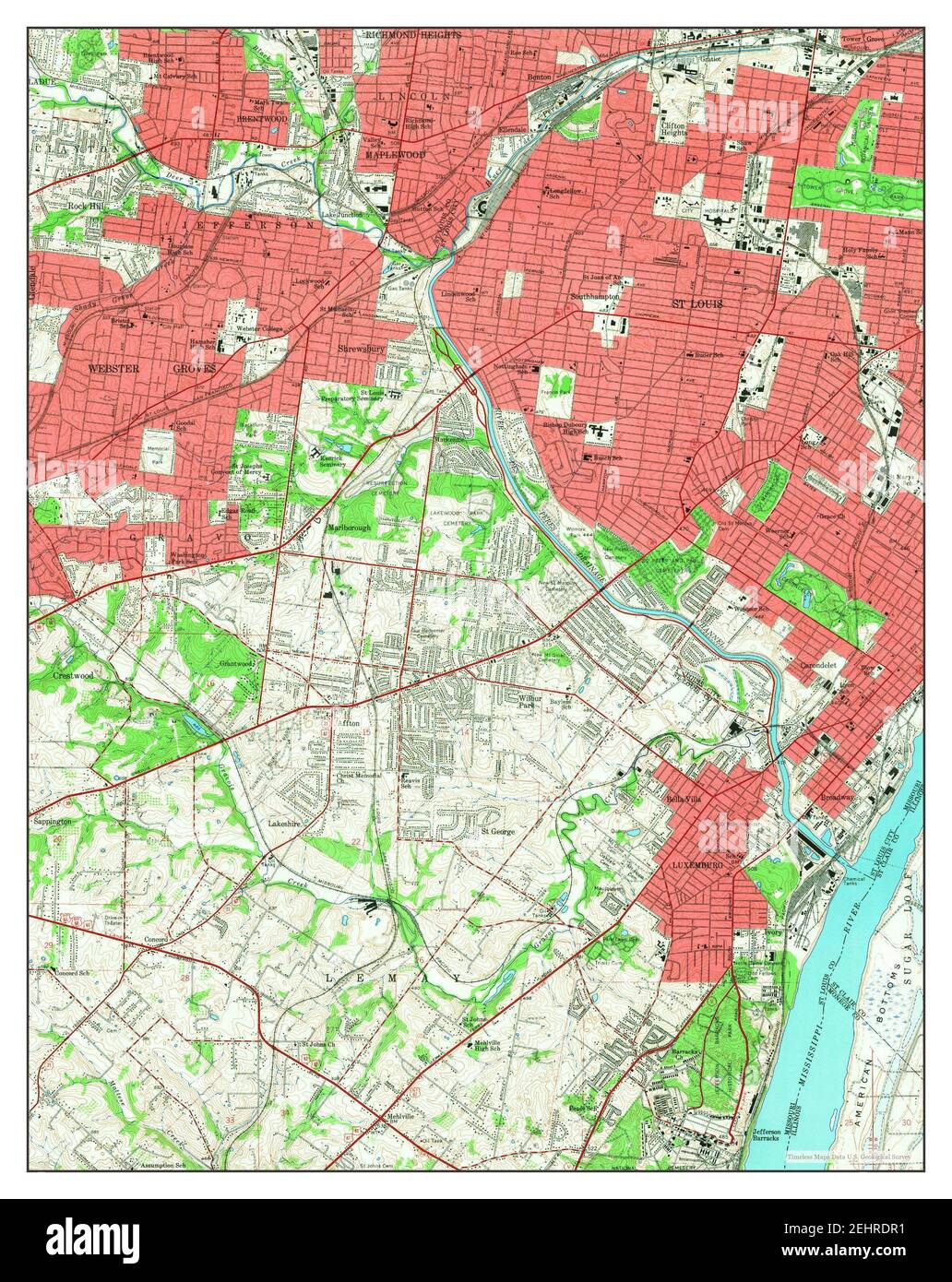ster Groves, Missouri, map 1954, 124000, United States of America