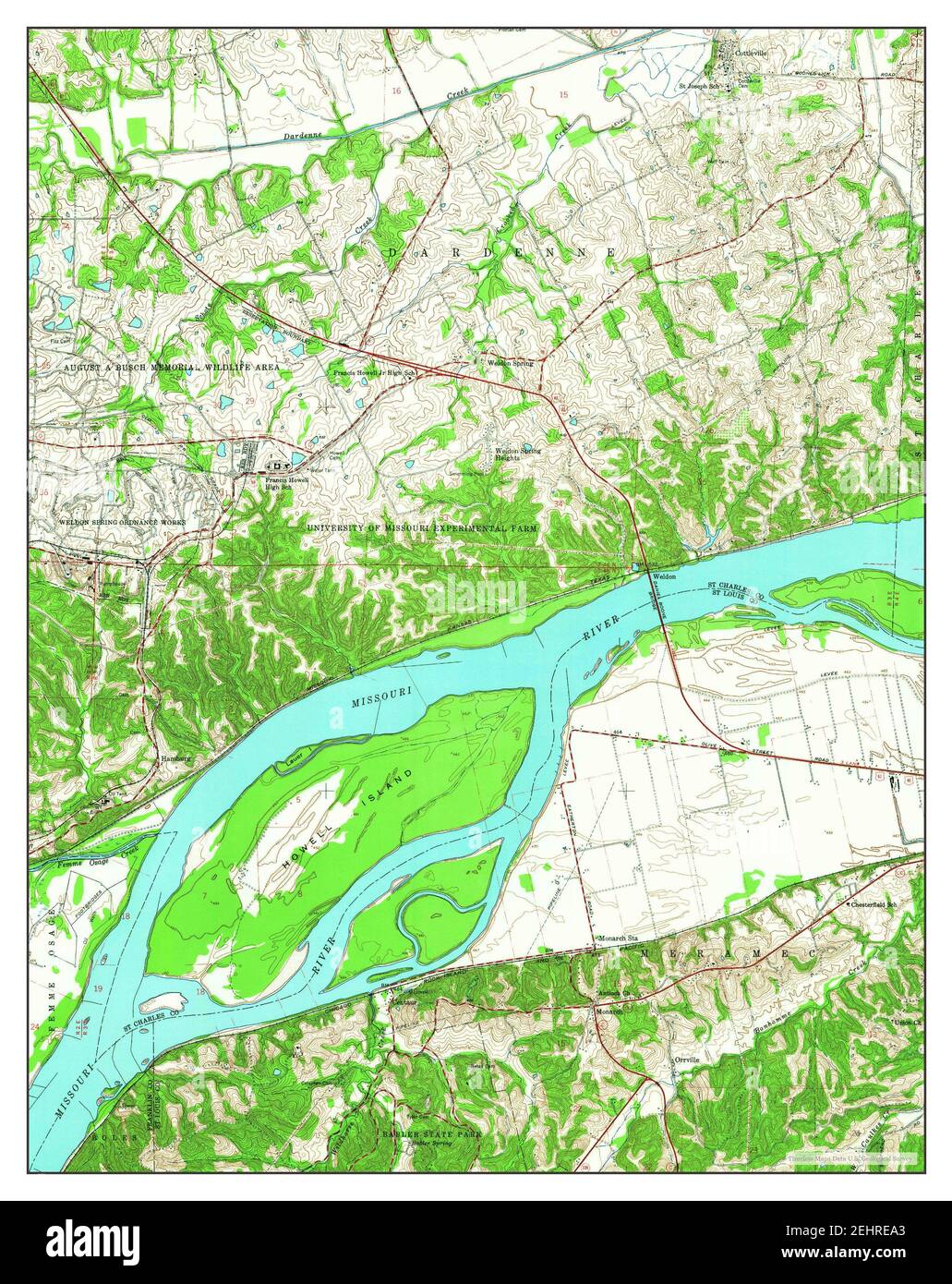 Weldon Spring, Missouri, map 1954, 124000, United States of America by