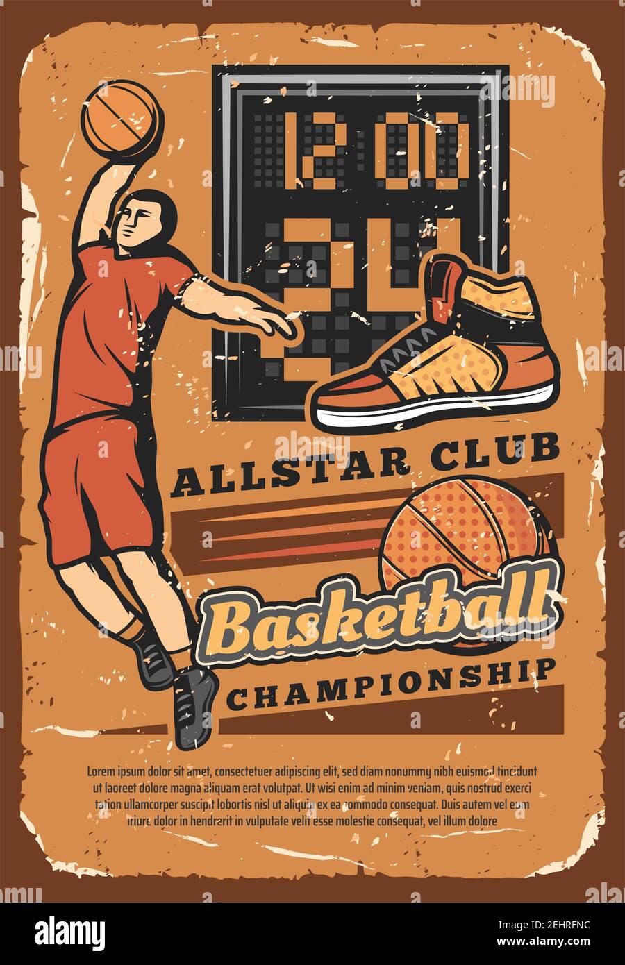 grunge basketball poster with players and ball on black and white,vector  illustration Stock Vector Image & Art - Alamy