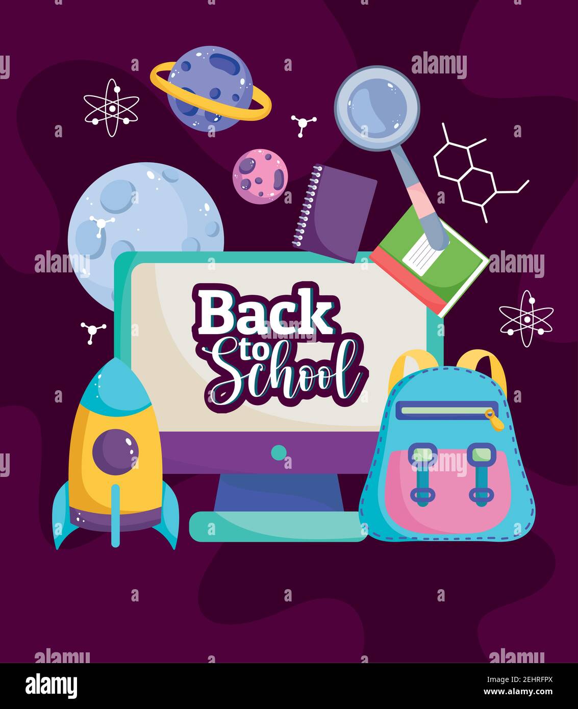 School Science Vector Back to School online lesson class backpack science vector illustration ...