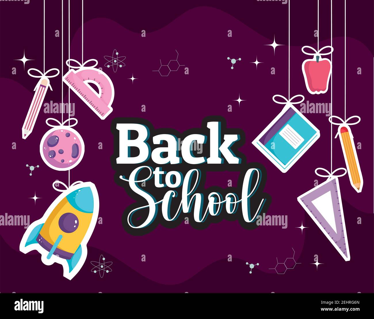 Back to School creative banner with hanging supplies vector ...