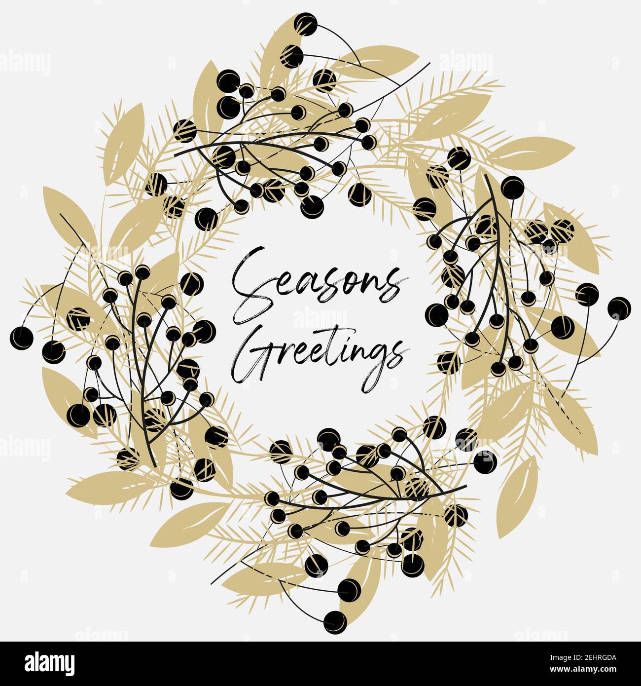 Seasons Greatings wreath vector pattern on a light background Stock Vector