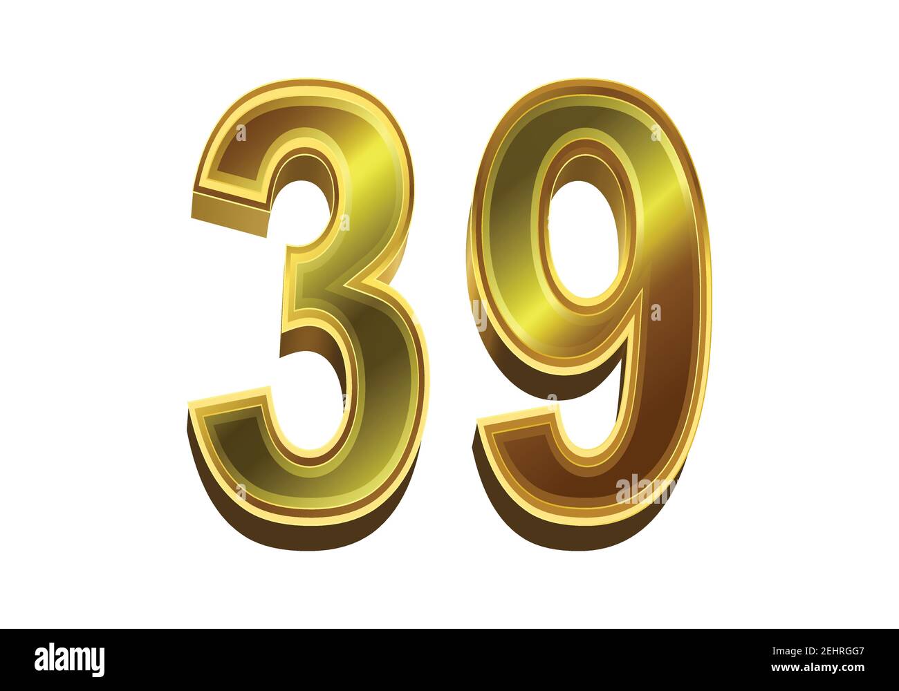 3d golden number 39 isolated on white background Stock Vector Image