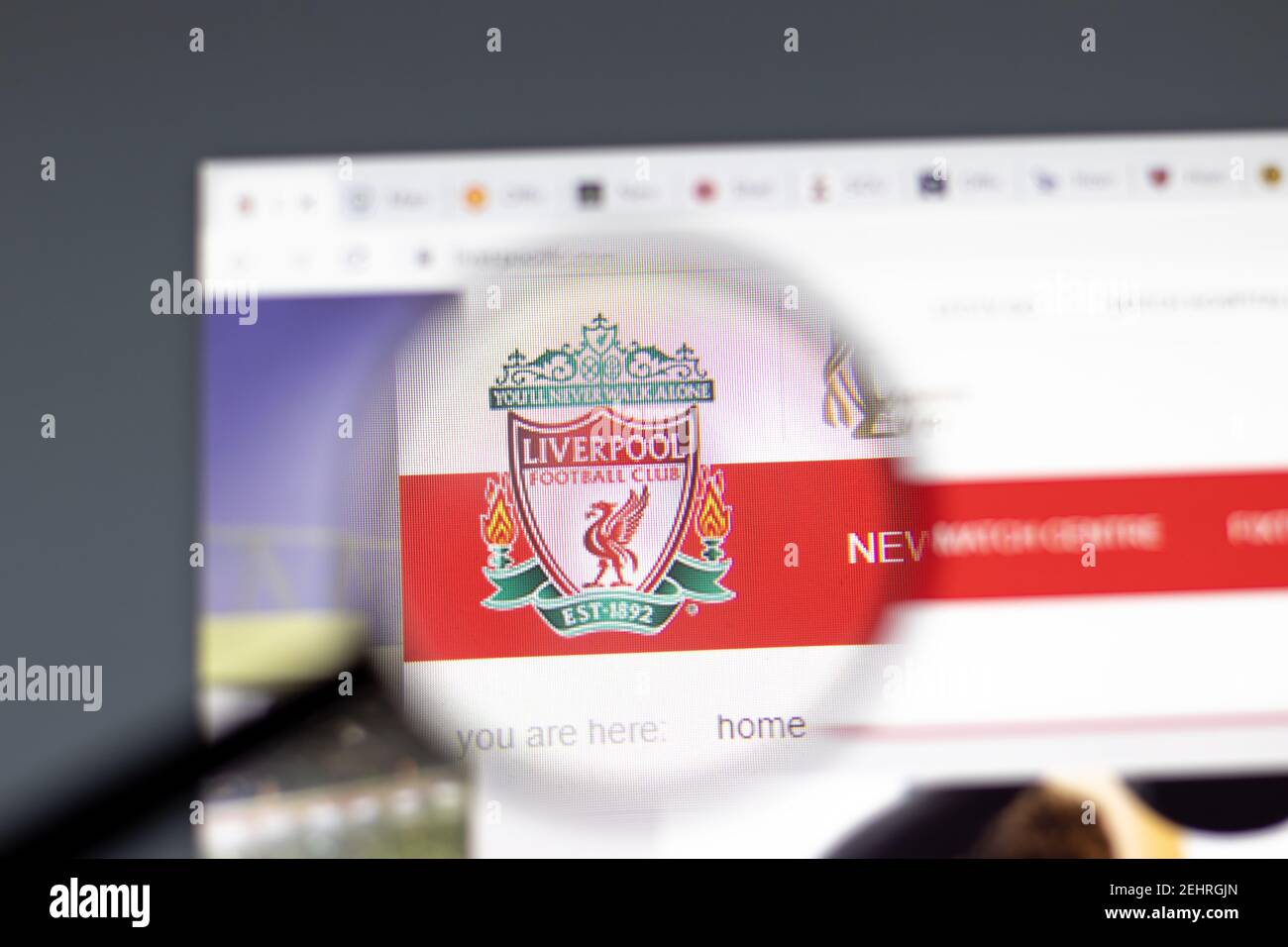 New York, USA - 15 February 2021: Liverpool website in browser with company logo, Illustrative Editorial Stock Photo