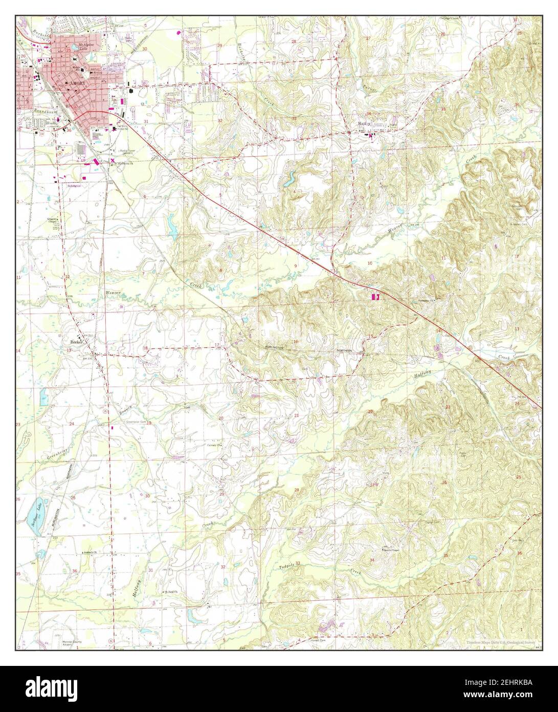 Amory, Mississippi, map 1966, 124000, United States of America by Timeless Maps, data U.S