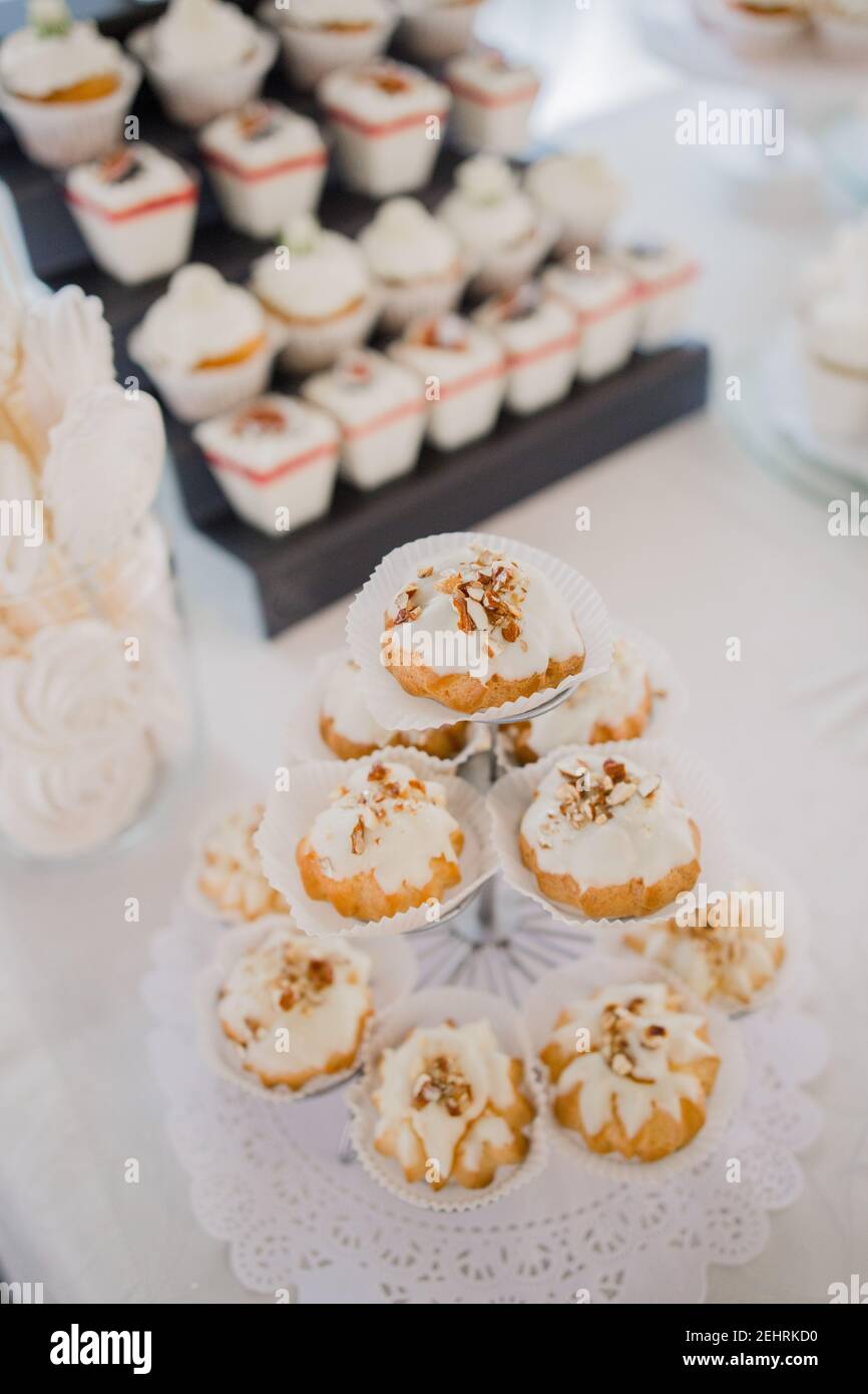 a candy bar at a party at a restaurant at a wedding birthday Stock