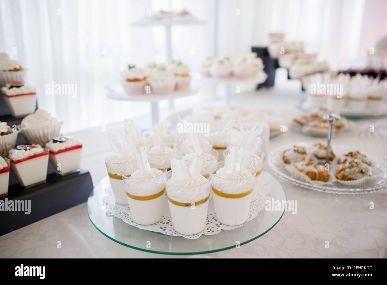 a candy bar at a party at a restaurant at a wedding birthday Stock