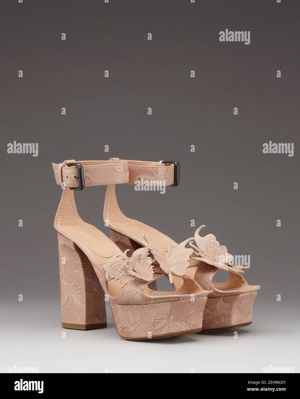 Elegant women's shoes with heels. Studio shot. Stock Photo
