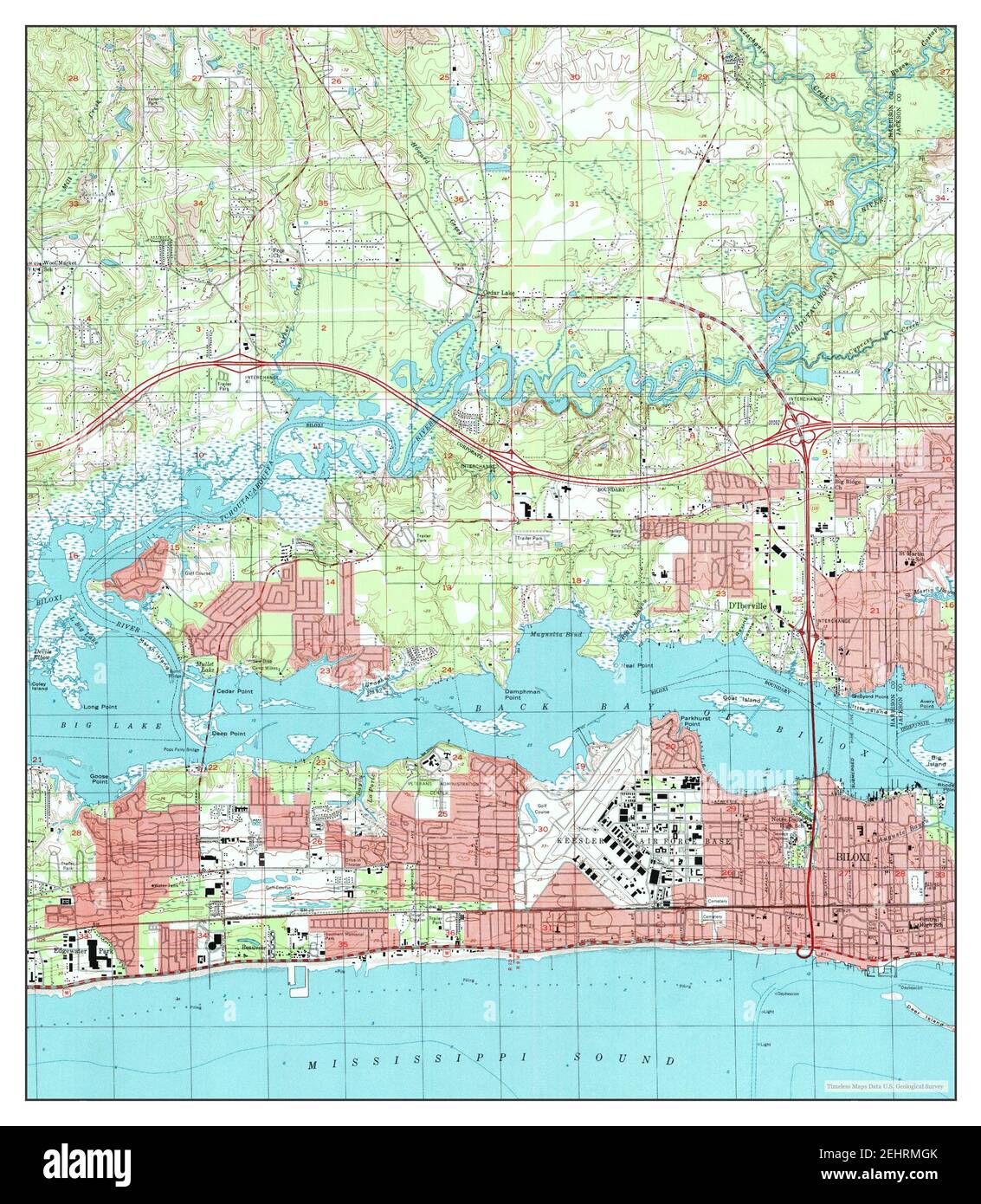 Vintage map of biloxi Cut Out Stock - Biloxi Mississippi Map 1992 124000 United States Of America By Timeless Maps Data Us Geological Survey 2EHRMGK