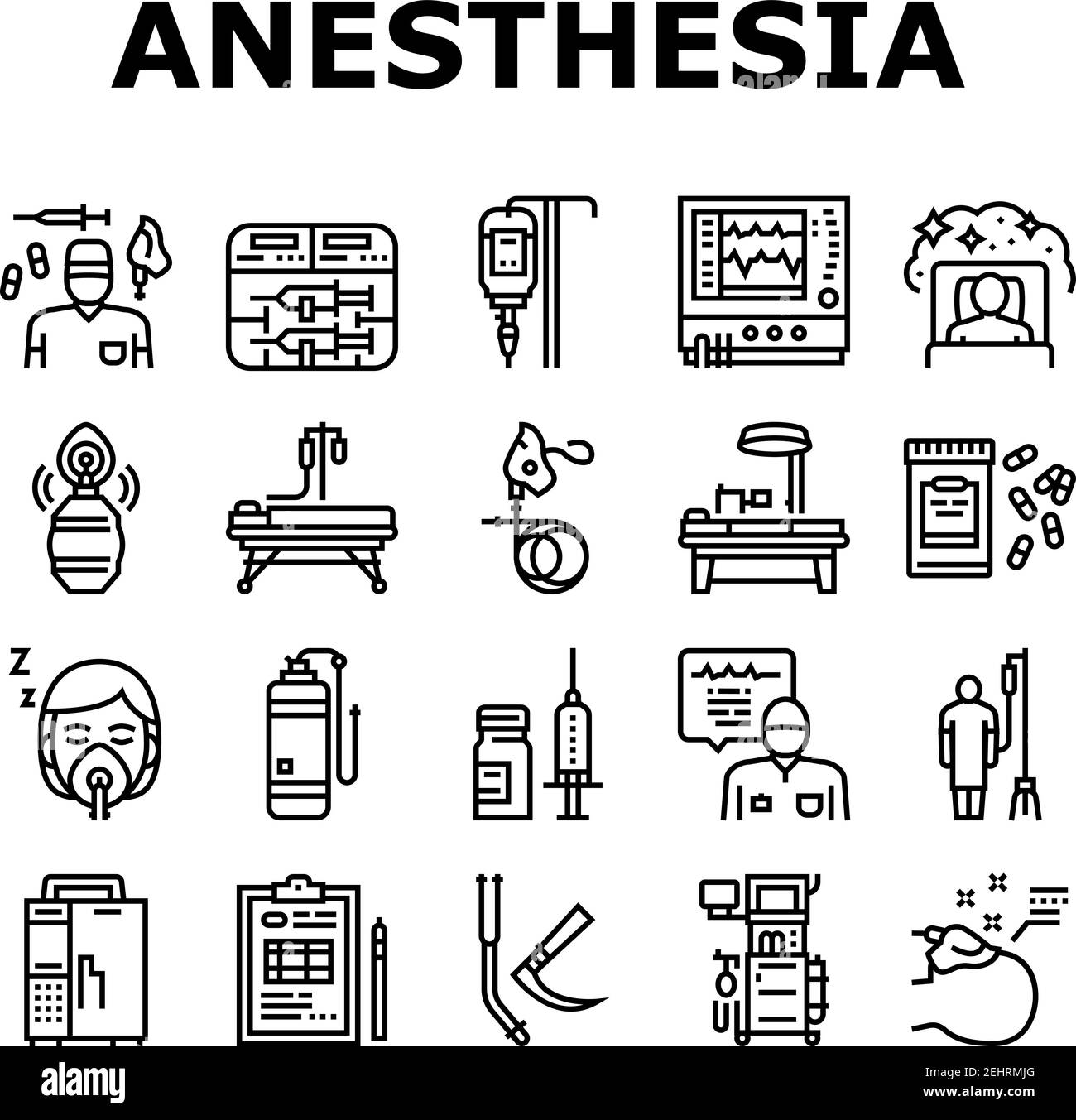 Anesthesiologist Tool Collection Icons Set Vector Stock Vector Image
