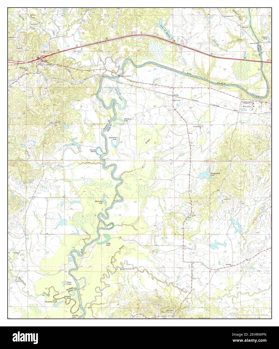 Bovina, Mississippi, map 1972, 124000, United States of America by