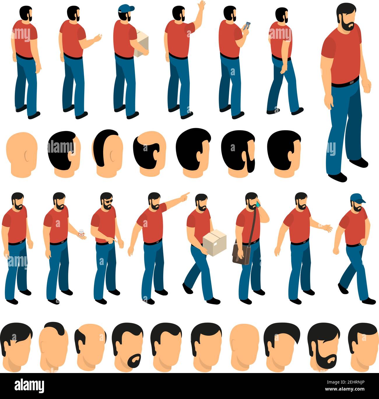 Creation set of man characters and different types of hairstyle for create  animation isolated vector illustration Stock Vector Image & Art - Alamy