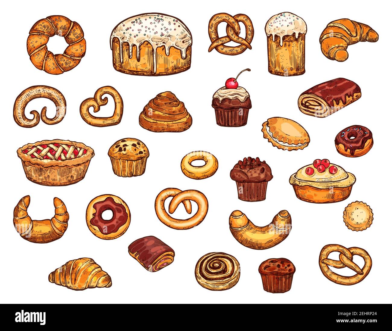 Bakery shop pastry, desserts ans sweet cakes. Patisserie or cafeteria