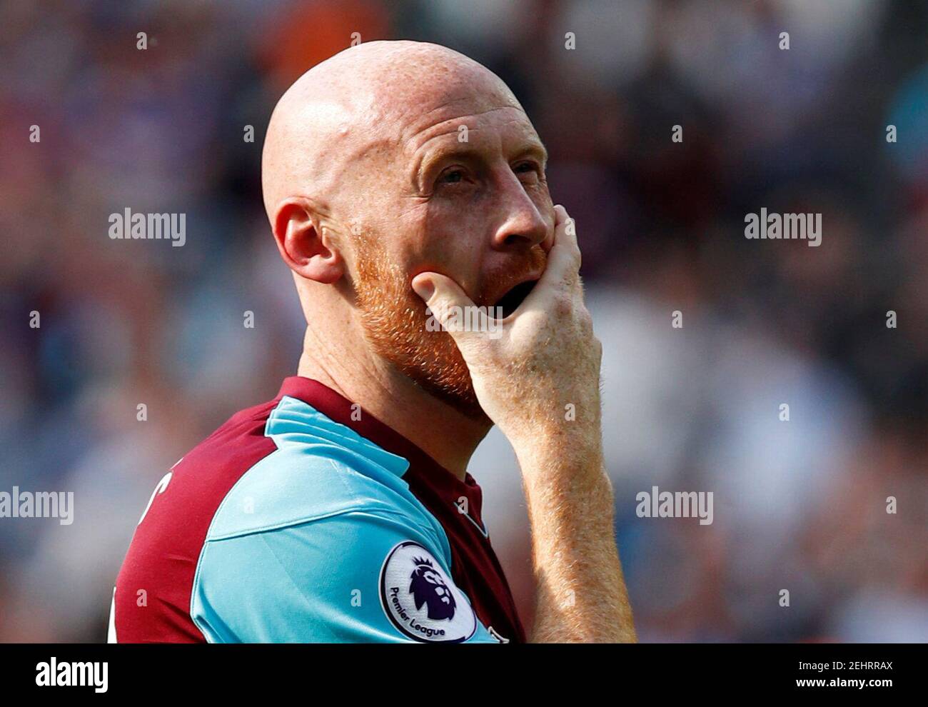 Soccer Football - Premier League - West Ham United vs Everton - London Stadium, London, Britain - May 13, 2018   West Ham United's James Collins during a lap of honour after the match   REUTERS/Eddie Keogh    EDITORIAL USE ONLY. No use with unauthorized audio, video, data, fixture lists, club/league logos or 'live' services. Online in-match use limited to 75 images, no video emulation. No use in betting, games or single club/league/player publications.  Please contact your account representative for further details. Stock Photo