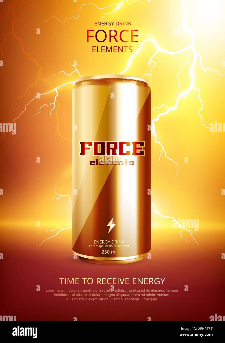 Realistic energy drink metal can poster with energy drink force elements  time to receive energy descriptions vector illustration Stock Vector Image  & Art - Alamy