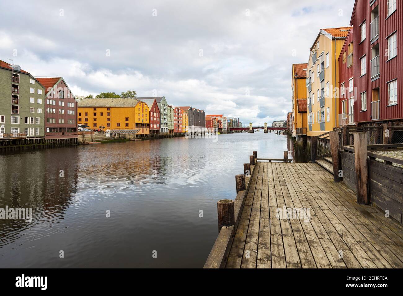 Colourful buildings along the river nidelva, in Trondheim, Norway Stock ...