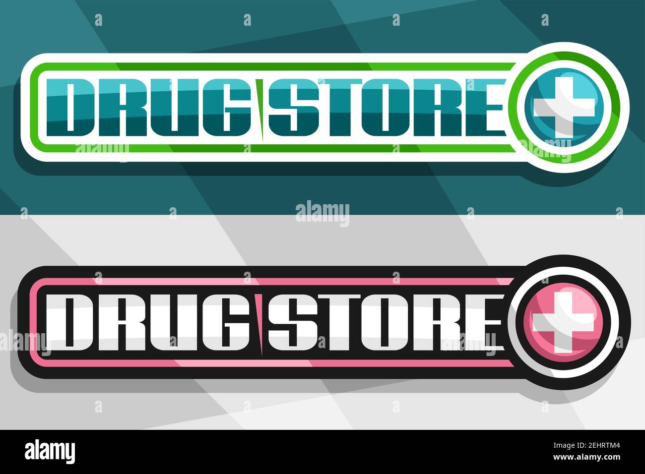 Vector banners for Drug Store, white and black decorative sign boards