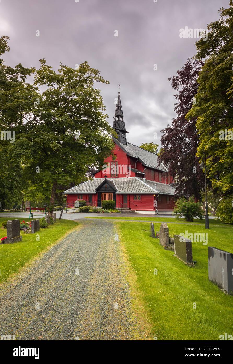 Tilfredshet chapel in Trondheim,  designed by architect Nils Ryjord. Stock Photo