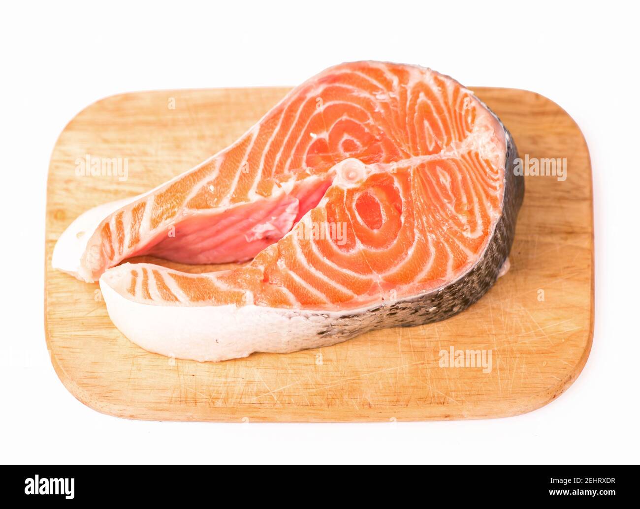 Salmon. Fresh Raw Salmon Red Fish Steak isolated on a White Background ...