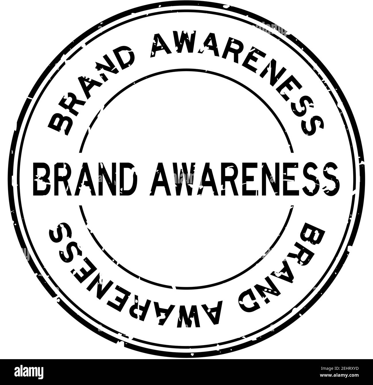 Grunge black brand awareness word round rubber seal stamp on white ...